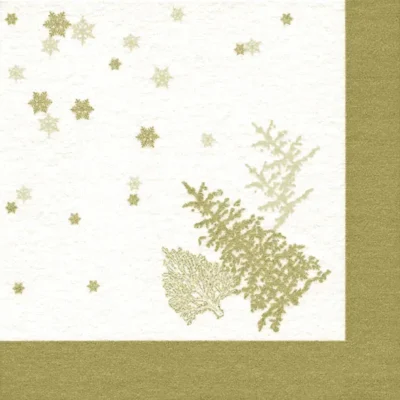 Serviette Tree and Snowflakes gold