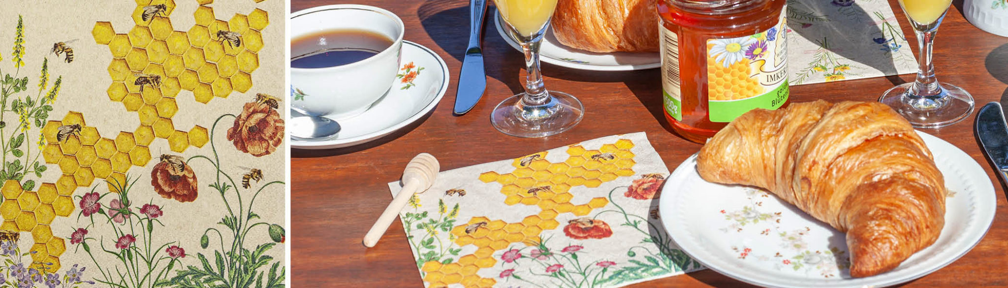 Home Fashion Lunch-Servietten – Herzen & Gänseblümchen, 20 Stück | 33 X 33 Cm, Saugstark & Weich