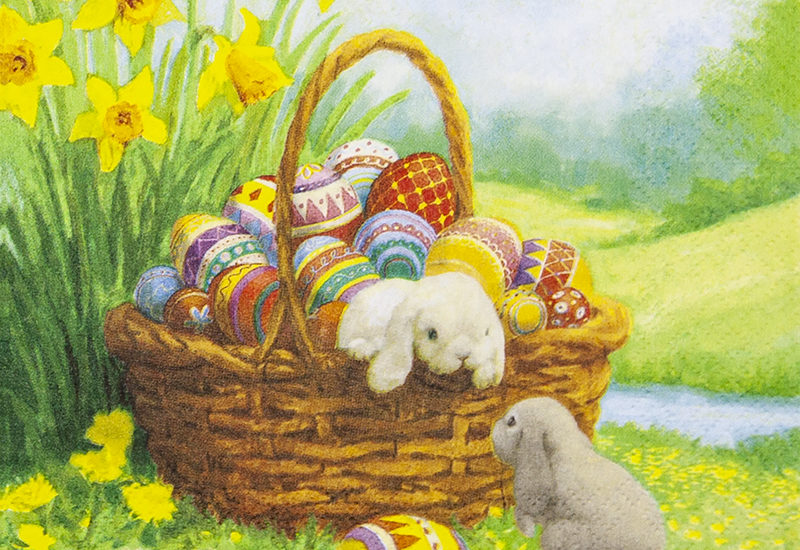 Easter Bunny, Osterhase, Narzissen, Frühling, Sommer, niedlich, Hübsch, Ostern, Servietten