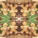 Serviette Winter weihnachtliche, Lebkuchen, Tannenbaum, Tannenzapfen, Fichtenzapfen, rotes Band, Keks, Holz