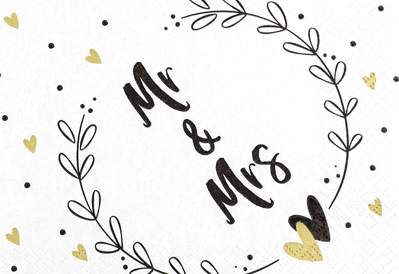 Mr & Mrs, Mister und Miss Hochzeitsservietten, Liebe Voraus