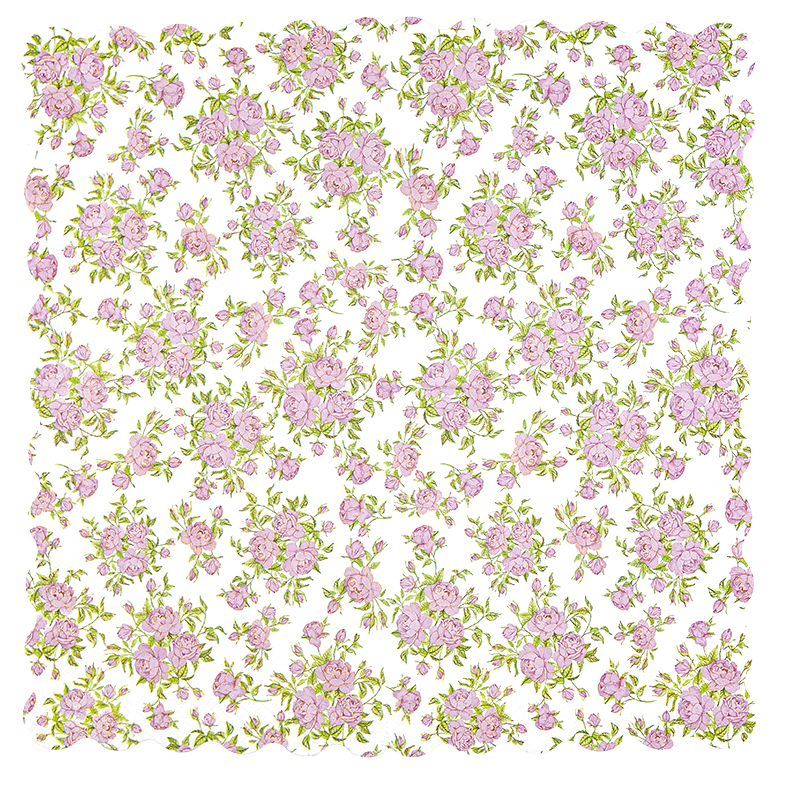 Punched Little Roses, gestanzte Serviette mit Wellenrand